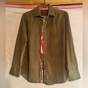 Robert Graham Soft Corduroy Button Down  solid/contrast trim shirt women/men